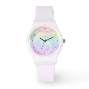 Beautiful Pastel Rainbow Aesthetic Abstract Swirl Watch