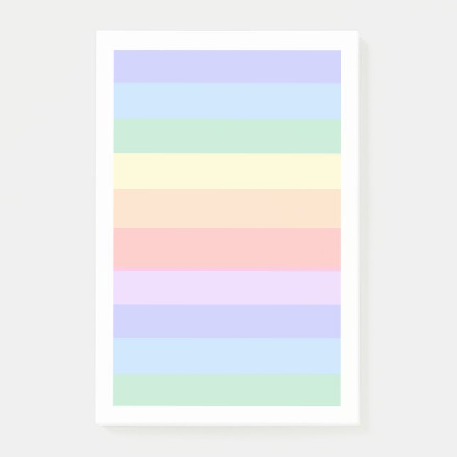Beautiful Pastel Rainbow Background & White Frame Post-it Notes (Front)
