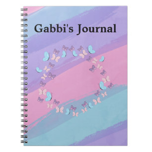 Beautiful Pastel Stripes and Butterflies design Notebook