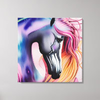 Beautiful Pastel Unicorn Horse Triptych