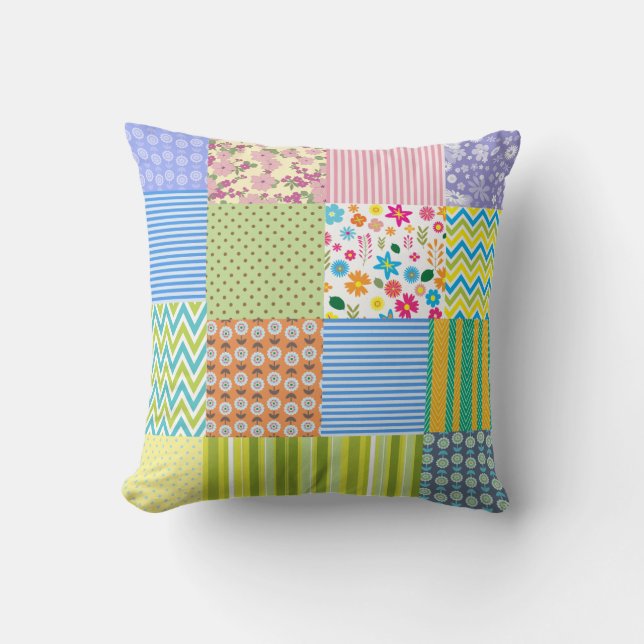 Beautiful patchwork design throw pillow (Front)