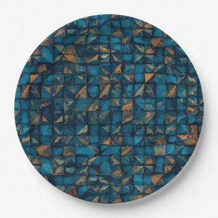 Beautiful Patchwork "Look" in Dark Teal Paper Plate