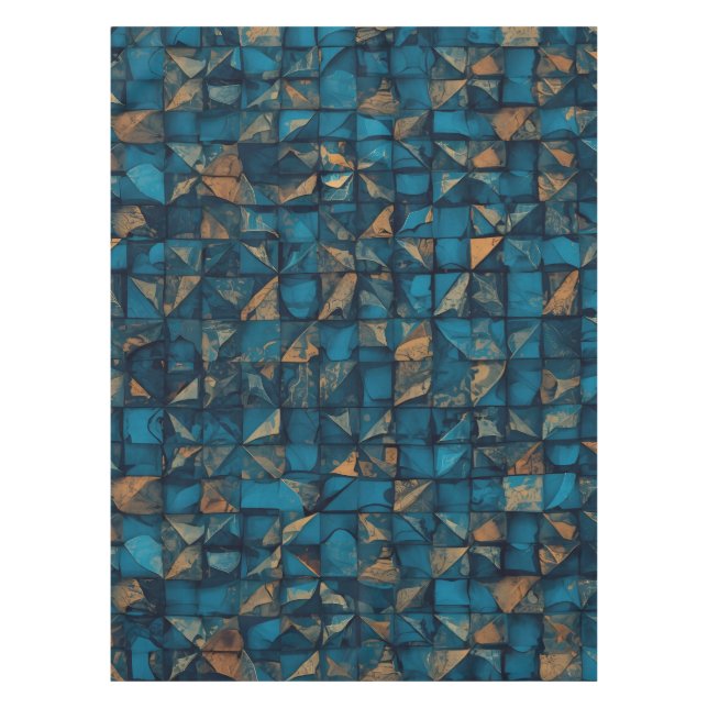 Beautiful Patchwork "Look" in Dark Teal Tablecloth (Front)