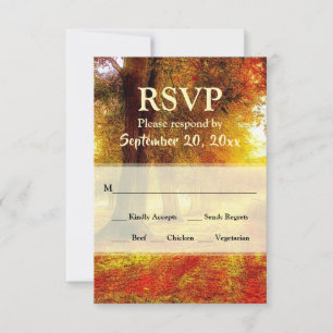 Beautiful Path Autumn Colourful Trees Fall Wedding RSVP Card