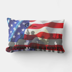 Beautiful Patriotic Flag Support our troops Lumbar Pillow