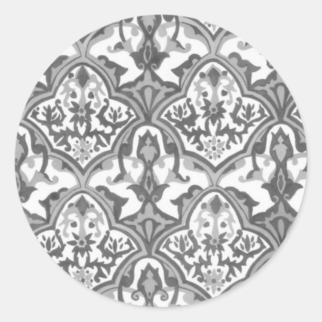 BEAUTIFUL PATTERN - Grayscale Classic Round Sticker (Front)