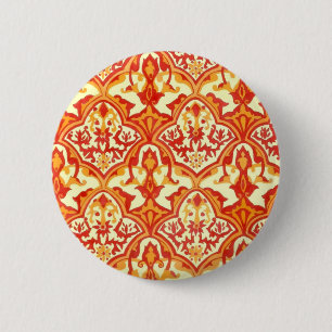 BEAUTIFUL PATTERN - RED & ORANGE 2 INCH ROUND BUTTON