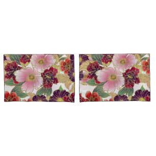 Beautiful Pattern with Floral Element Green Pink Pillowcase
