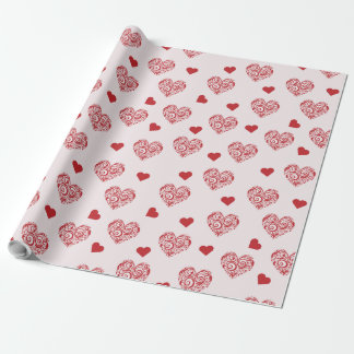 beautiful pattern with red hearts wrapping paper