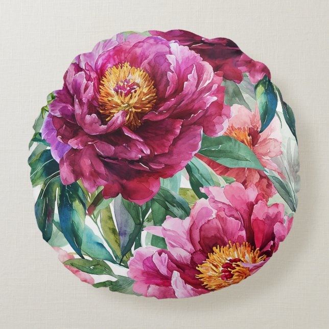 beautiful pattern with spring flowers  round pillow (Front)