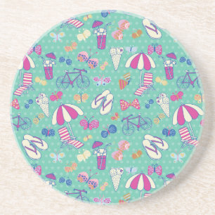 Beautiful Pattern With Summer Elements Coaster