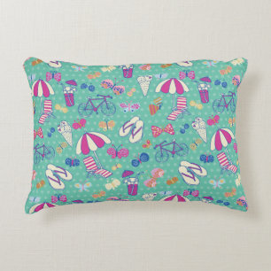 Beautiful Pattern With Summer Elements Decorative Pillow