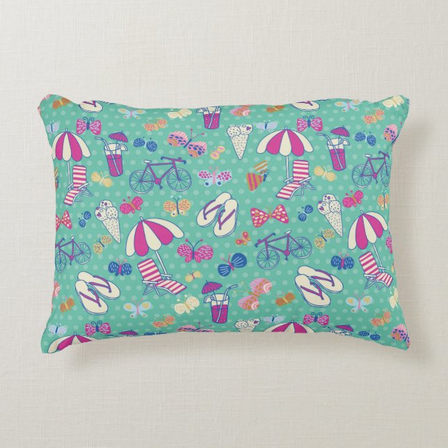 Beautiful Pattern With Summer Elements Decorative Pillow (Front)