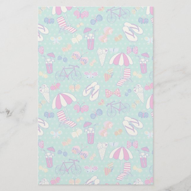 Beautiful Pattern With Summer Elements Stationery (Front)