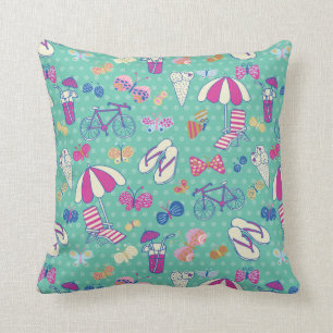 Beautiful Pattern With Summer Elements Throw Pillow