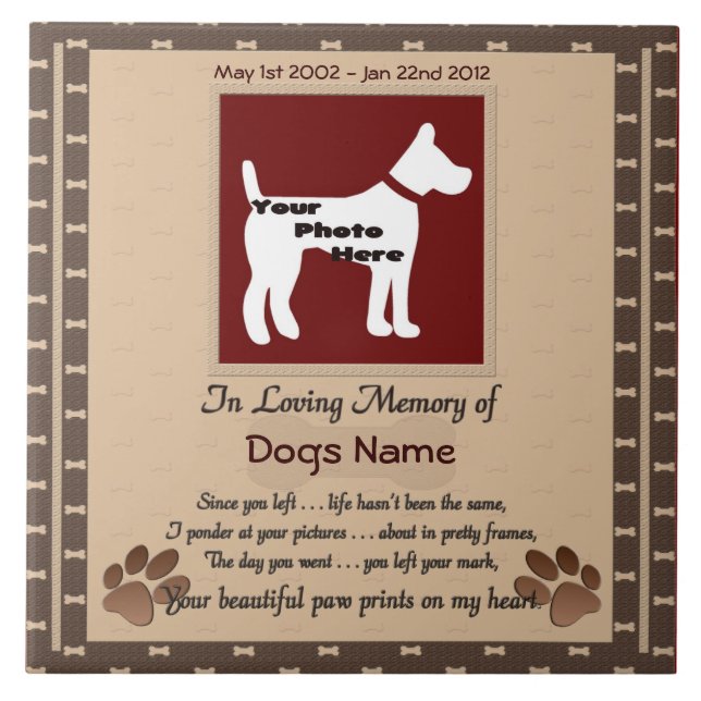 Beautiful Paw Prints on My Heart (brown) Tile (Front)