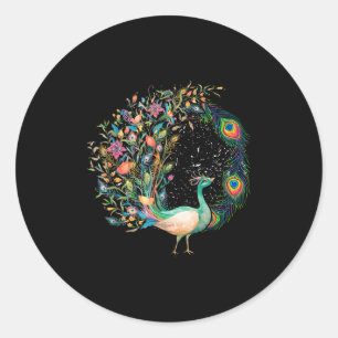 Beautiful Pea _ Colorful Bird _ Pea Feathers Classic Round Sticker