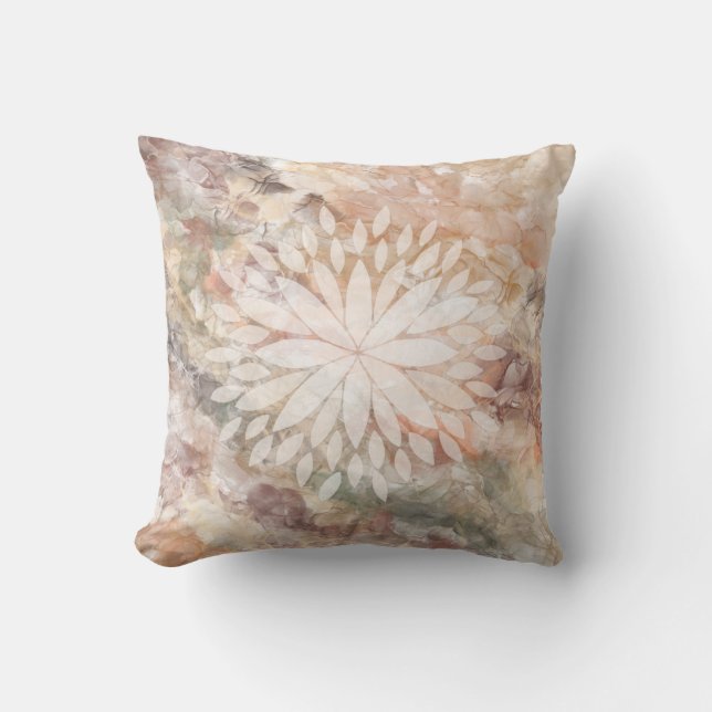 Beautiful peach and brown neutral throw pillow (Front)