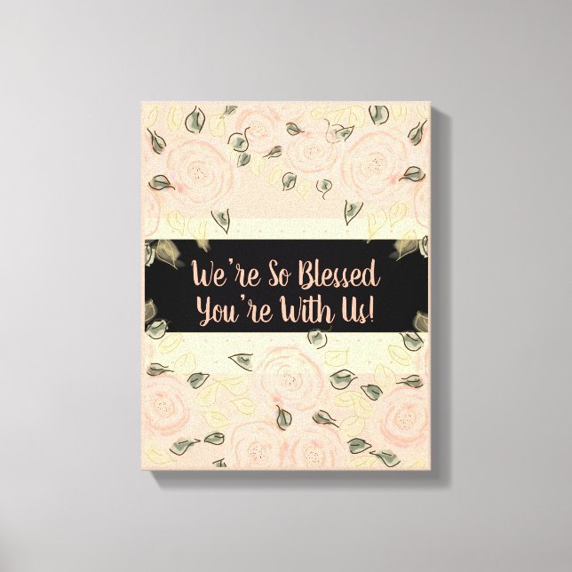 Beautiful Peach and Pink Shabby Chic Designer Canvas Print (Front)