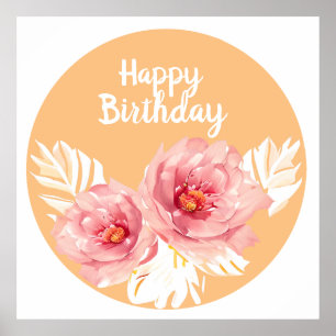 Beautiful Peach and White Floral Wreath Poster