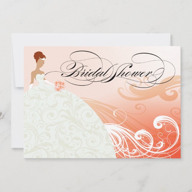 Beautiful Peach and White Luxe Bridal Shower Invitation (Front)