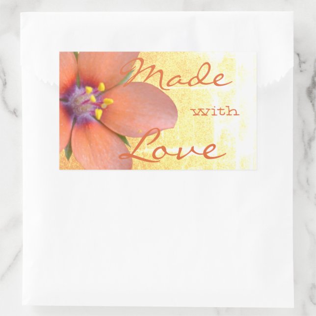 Beautiful Peach Cute Flower Blossom Made with Love Sticker (Bag)