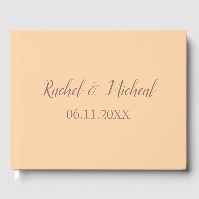 Beautiful Peach Theme Wedding Guest Book (Front)
