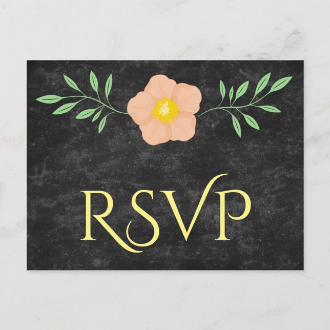 Beautiful Peach Yellow and Green Floral rsvp Invitation Postcard (Front)