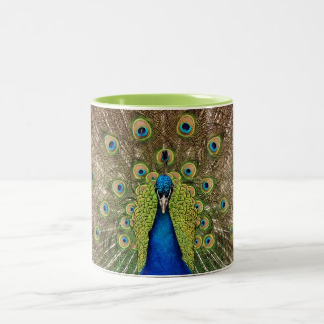 Beautiful peacock and feathers print mug (Center)