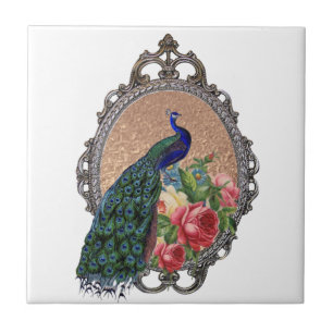 Beautiful peacock art, personalized tile