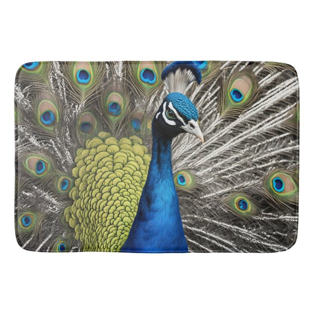 Beautiful Peacock Bath Mat (Front)