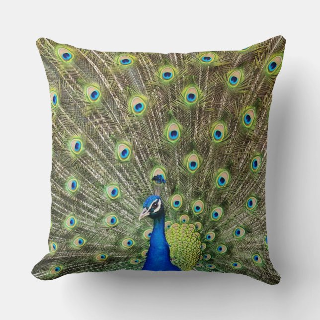 Beautiful peacock bird throw pillow (Front)