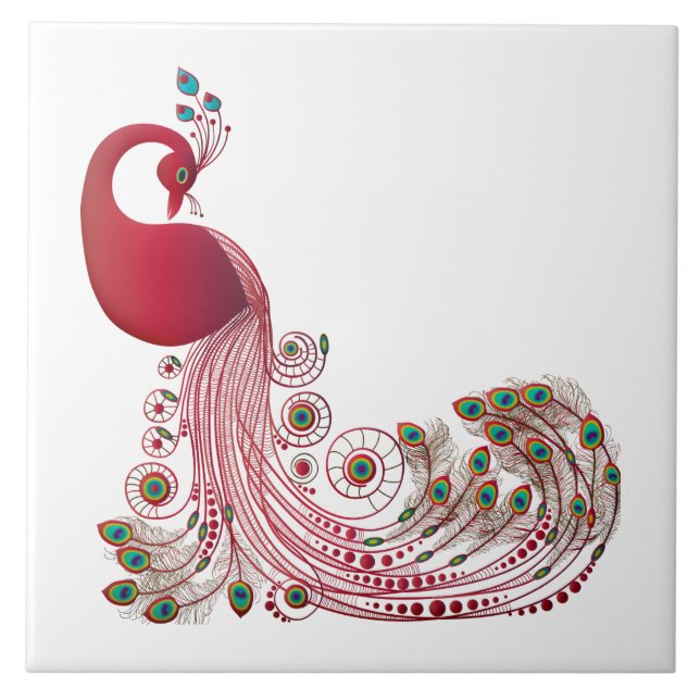 Beautiful Peacock Design Tile (Front)