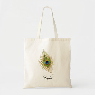 Beautiful peacock feather & calligraphy tote bag