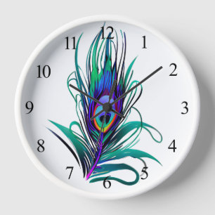 Beautiful Peacock Feather Clock