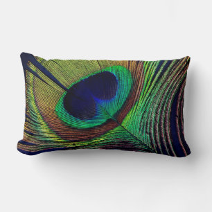 beautiful peacock feather original photo art lumbar pillow