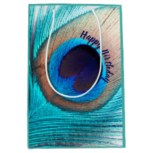 Beautiful Peacock Feather with Name Medium Gift Bag