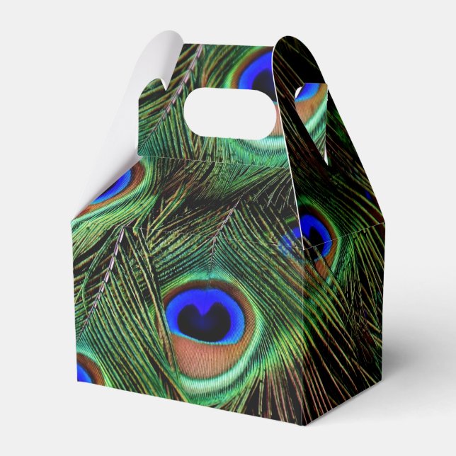 Beautiful Peacock Feathers  Favor Box (Front Side)