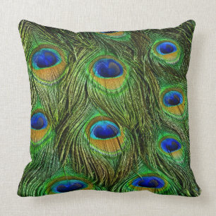 Beautiful Peacock Feathers Throw Pillow