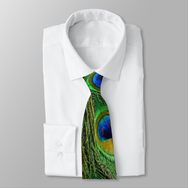 Beautiful Peacock Feathers Tie (Tied)