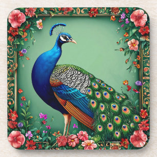 Beautiful peacock flower background coaster