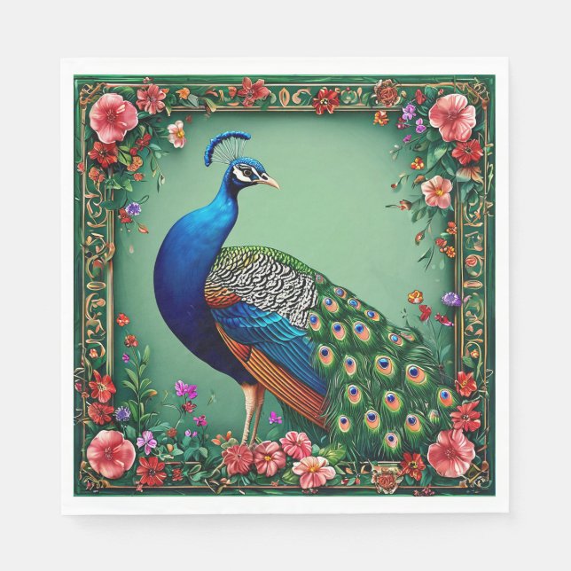 Beautiful peacock flower background napkin (Front)