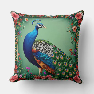 Beautiful peacock flower background throw pillow