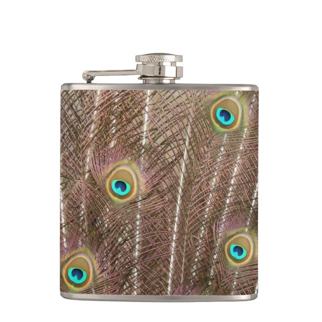 Beautiful Peacock Hip Flask (Front)