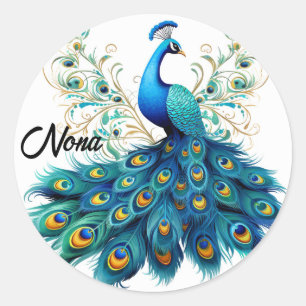 beautiful peacock labels stickers,