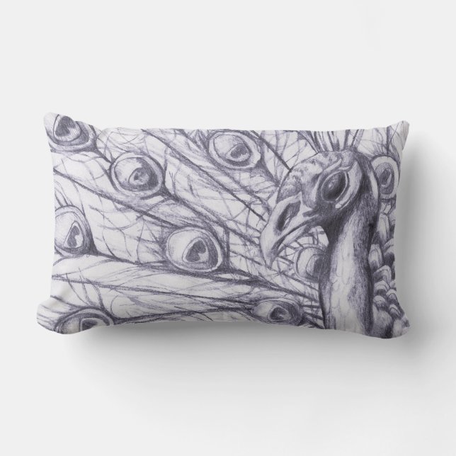 Beautiful peacock lumbar pillow (Front)