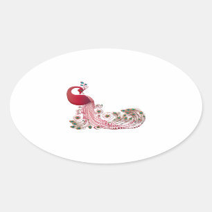 Beautiful Peacock Oval Sticker