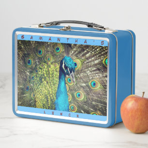 Beautiful Peacock (Personalize Name) Metal Lunch Box