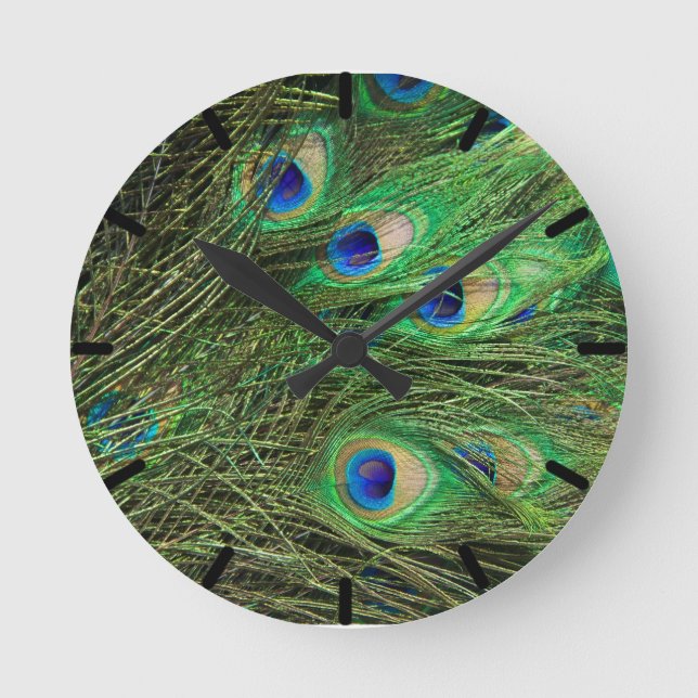 Beautiful Peacock Round Clock (Front)