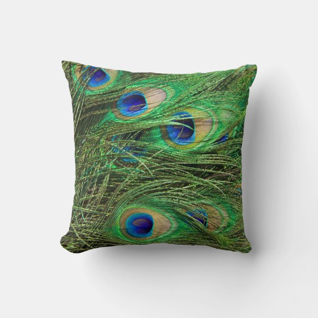 Beautiful Peacock Throw Pillow (Front)